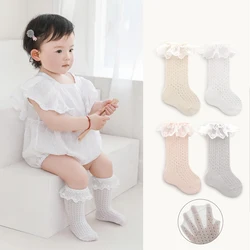 Calcetines largos de encaje suave para niñas malla estilo princesa