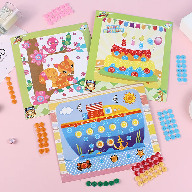 Pegatinas infantiles decorativas con botones y pompones artesanía - imagen 4