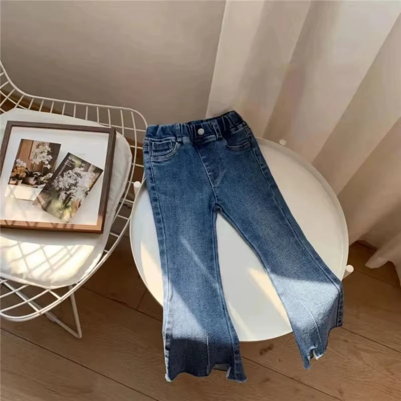 Pantalones vaqueros acampanados para niña – Mezclilla elástica cómoda