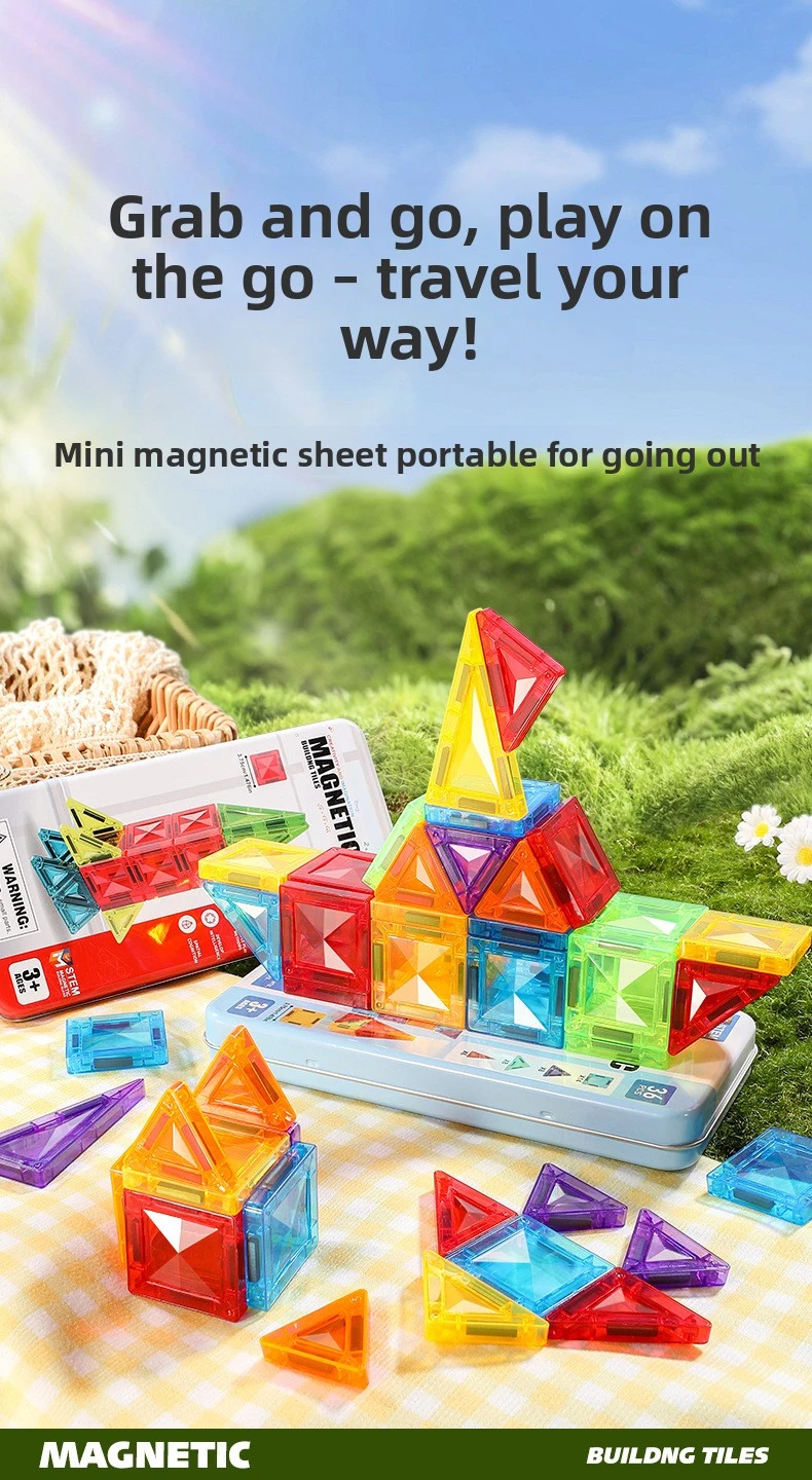 Juego de bloques magnéticos mini en caja de hierro