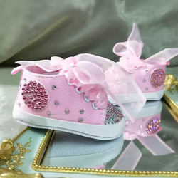 Zapatos de lona antideslizantes de bebé para primeros pasos rosa