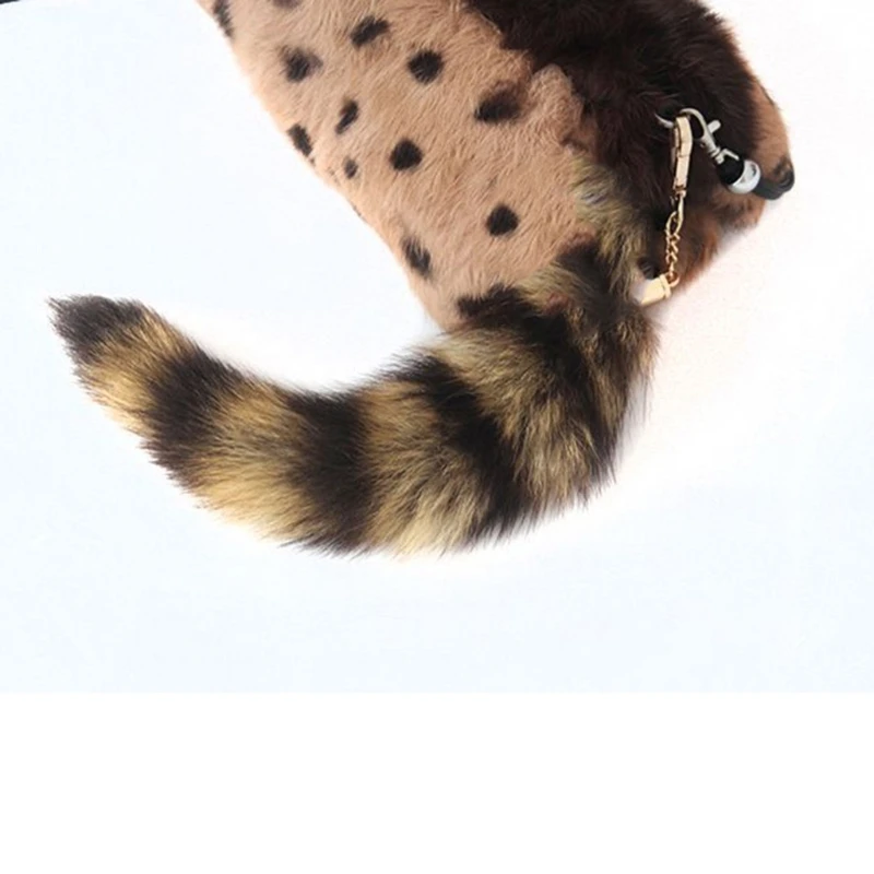 Llavero peludo cola de zorro y mapache para mochilas - imagen 5
