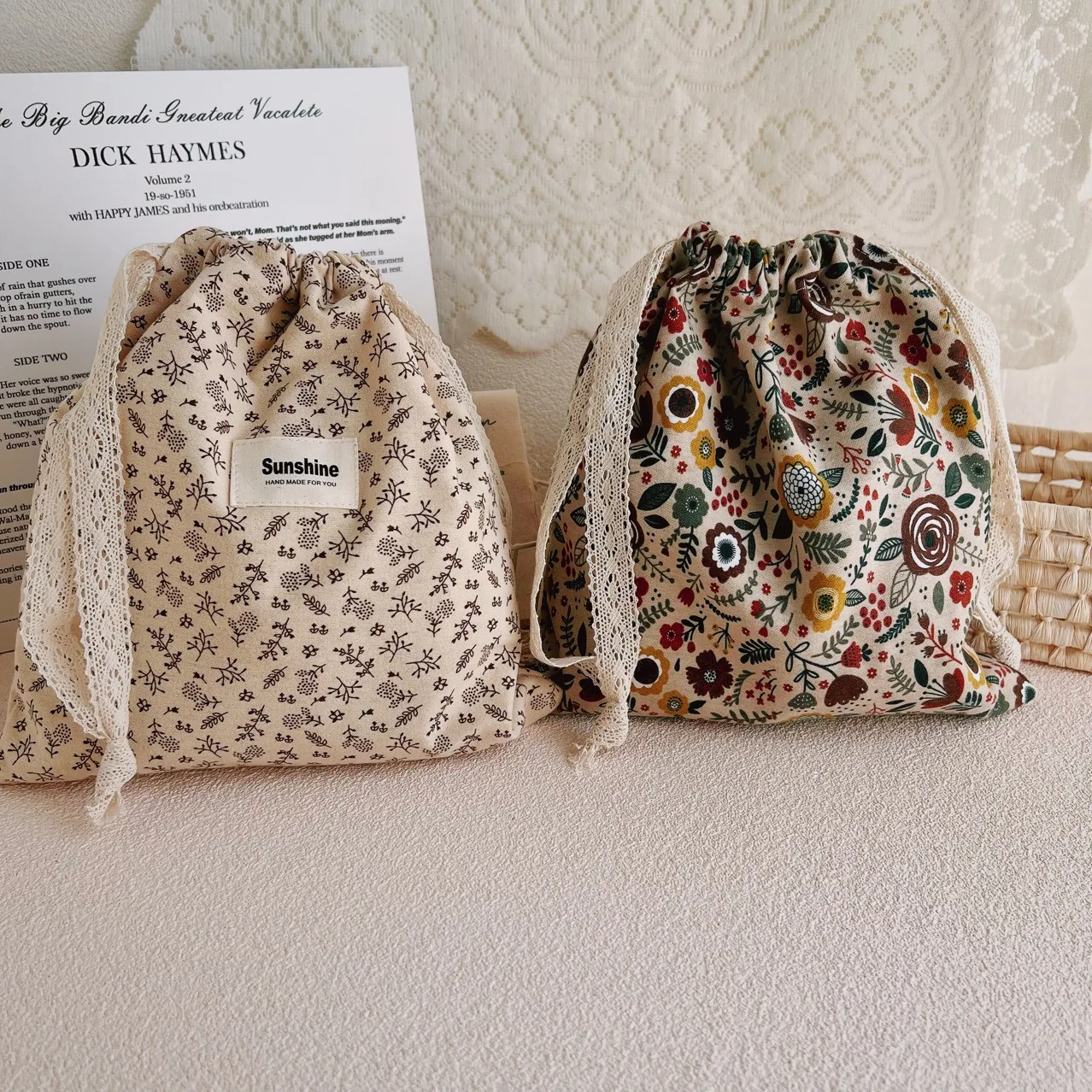 Bolsa de pañales de algodón con organizador para bebé y cosméticos