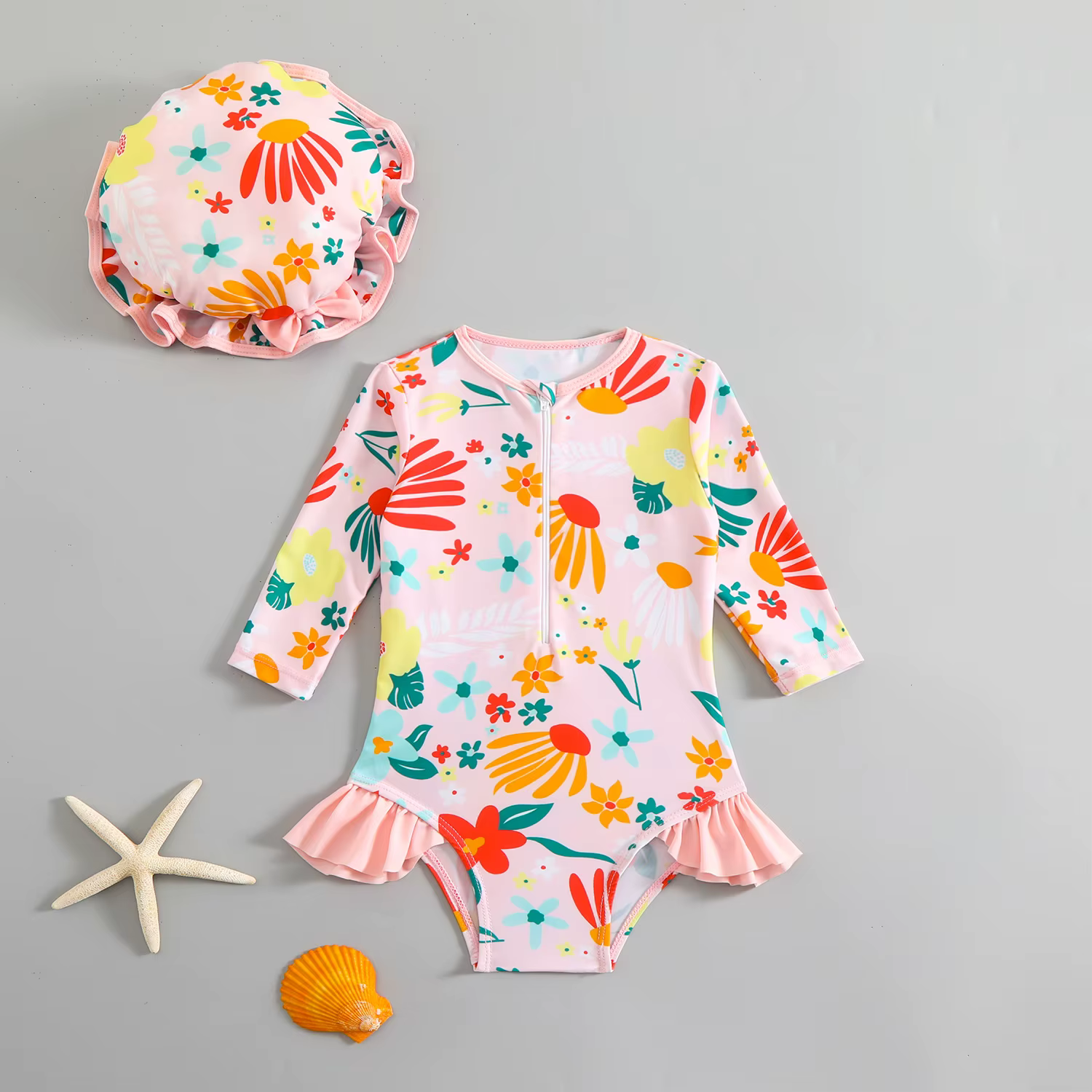 Traje de baño manga larga para bebé niña – Cremallera y secado rápido - imagen 5