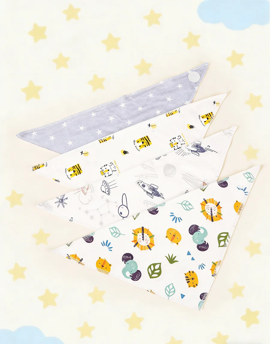 Babero bandana de algodón con dibujos animados para bebé - imagen 4