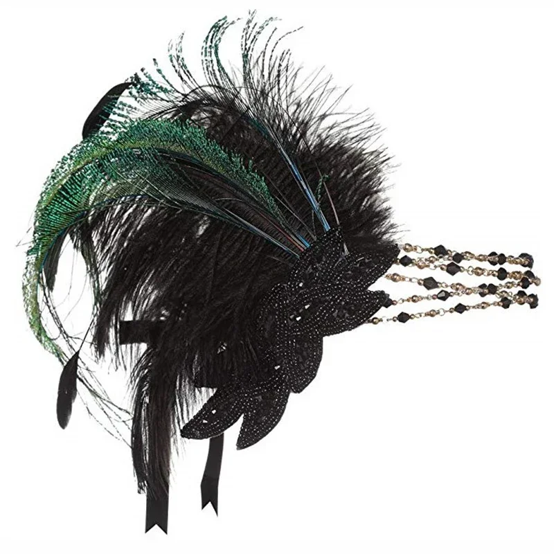Diadema de plumas estilo Art Déco años 20
