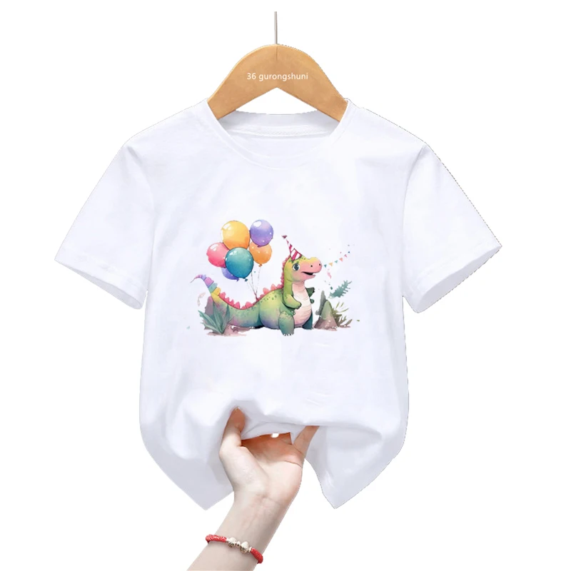 Camiseta dinosaurio infantil con globos - Regalo de cumpleaños - imagen 4