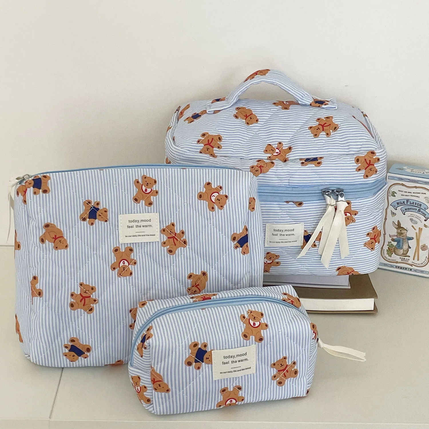 Bolsa de pañales con estampado osito, organizador gran capacidad - imagen 4