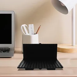 Organizador de escritorio compacto negro para piezas y letras
