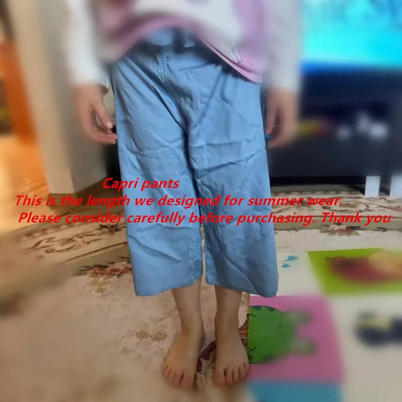 Pantalones de pierna ancha gasa ligera para niñas casual verano - imagen 4