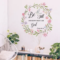 Pegatina de pared vinilo acuarela flores y palomas estilo iglesia