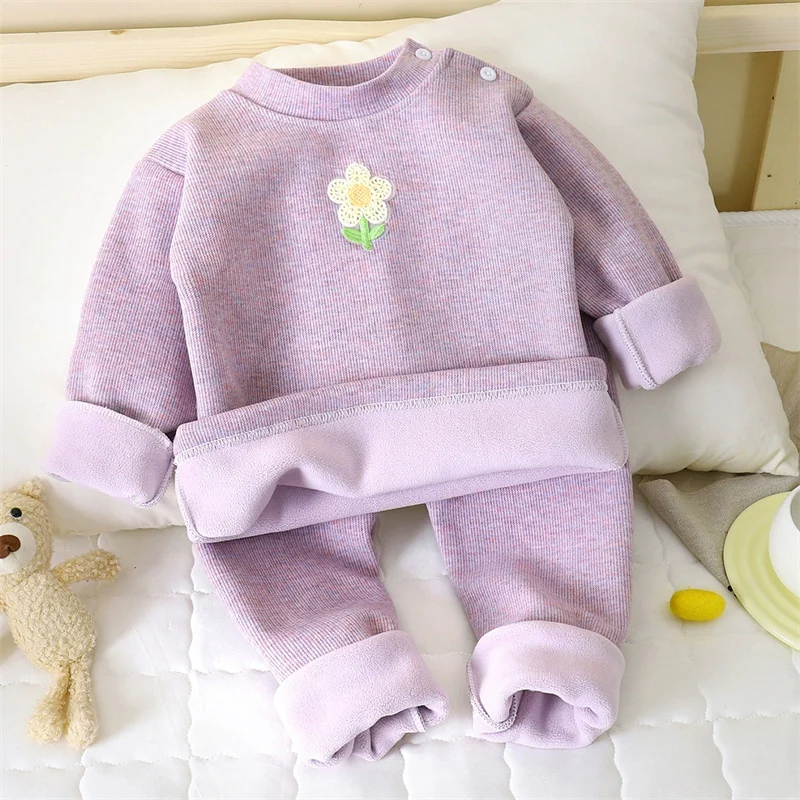 Conjuntos de lana para niños de invierno, pijama de casa grueso - imagen 2