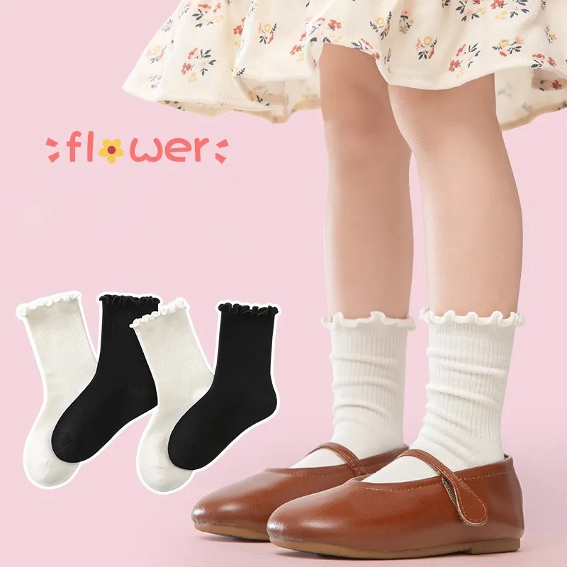 Calcetines tobilleros de algodón con volantes para niñas, elegantes - imagen 3