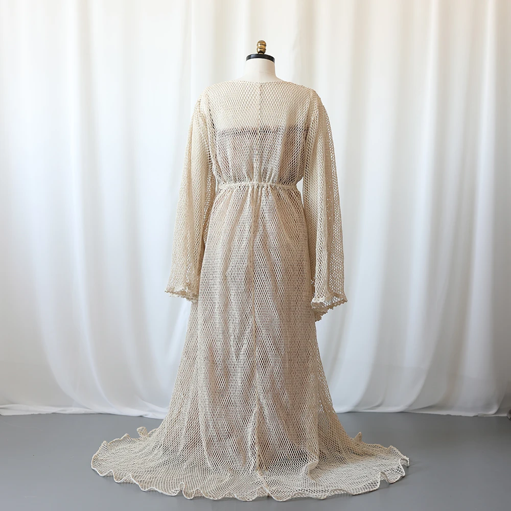 Vestido maternidad bohemio de ganchillo para sesión fotográfica - imagen 4