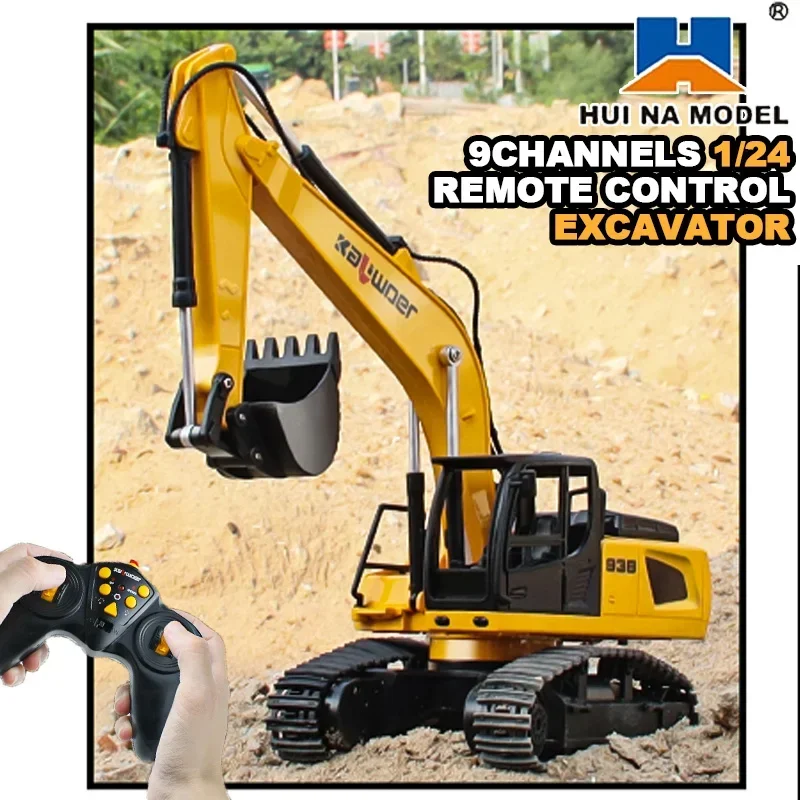 Huina excavadora RC con control remoto de aleación y plástico - imagen 3
