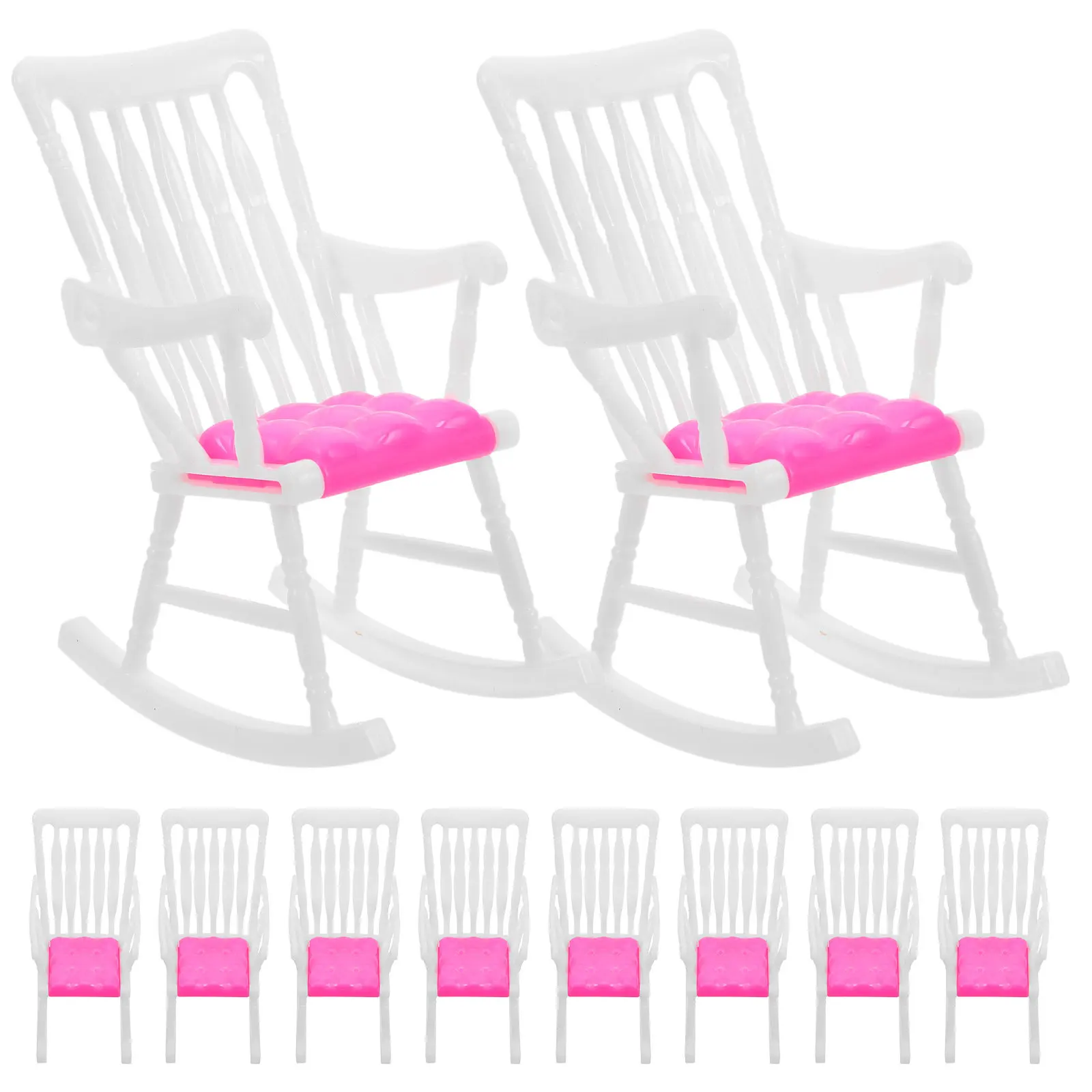 Mini sillas mecedoras en miniatura multicolor para casa de muñecas