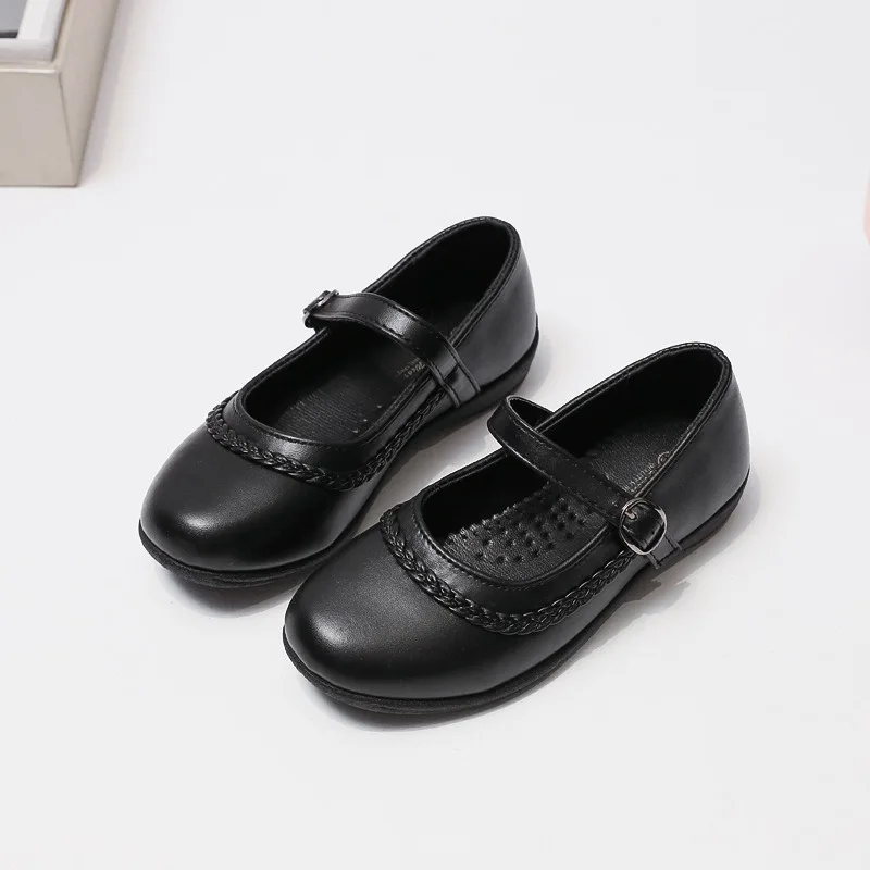 Zapatos escolares antideslizantes de piel para niña, retro planos - imagen 4