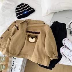 Abrigo de otoño infantil con solapa de oso estilo casual
