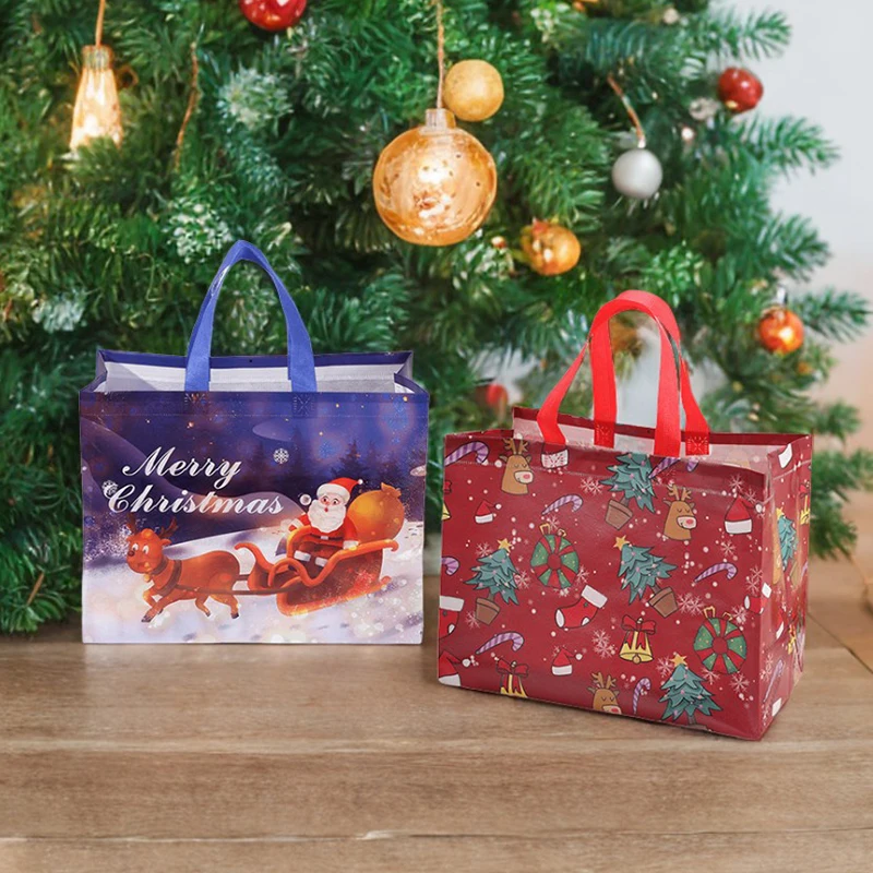 Bolsa de regalo de Navidad con motivos de Santa y muñeco de nieve - imagen 4