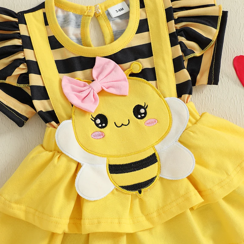 VISgogo mameluco de recién nacida niña con rayas y diadema abeja - imagen 5