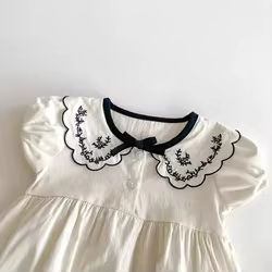 Body verano niña manga corta – Cuello vuelto bordado