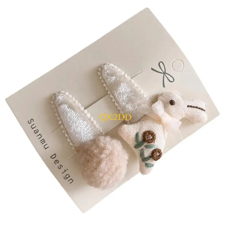 QX2D Lazos elásticos y horquillas para el pelo de bebé conejito