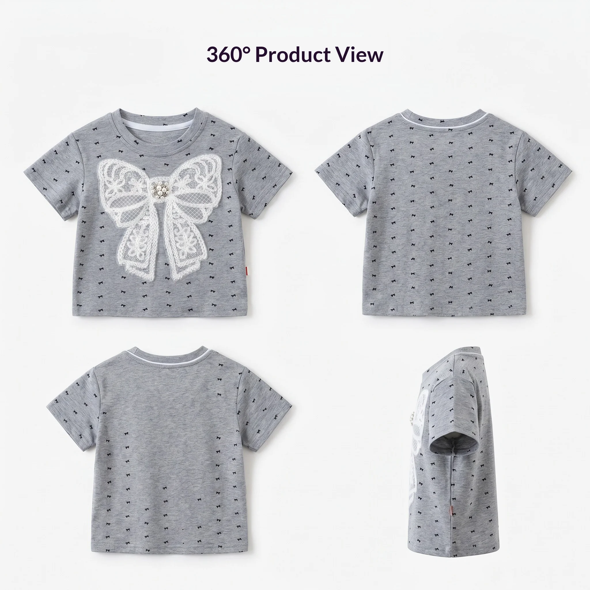 Camiseta de verano manga corta con lazo para niñas - imagen 5