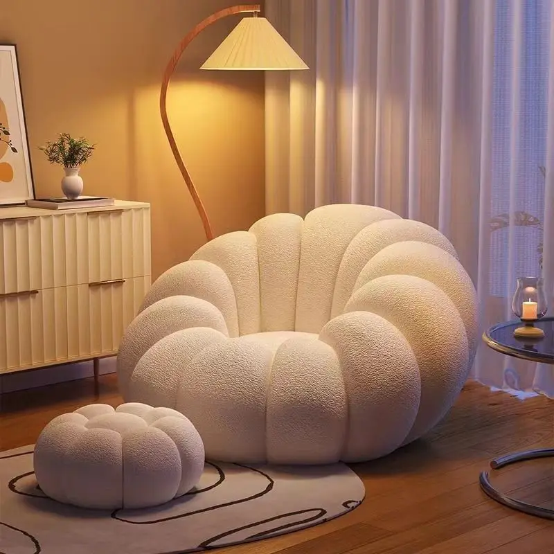 Sofá infantil de suelo calabaza crema – Estilo nórdico y princesa - imagen 4