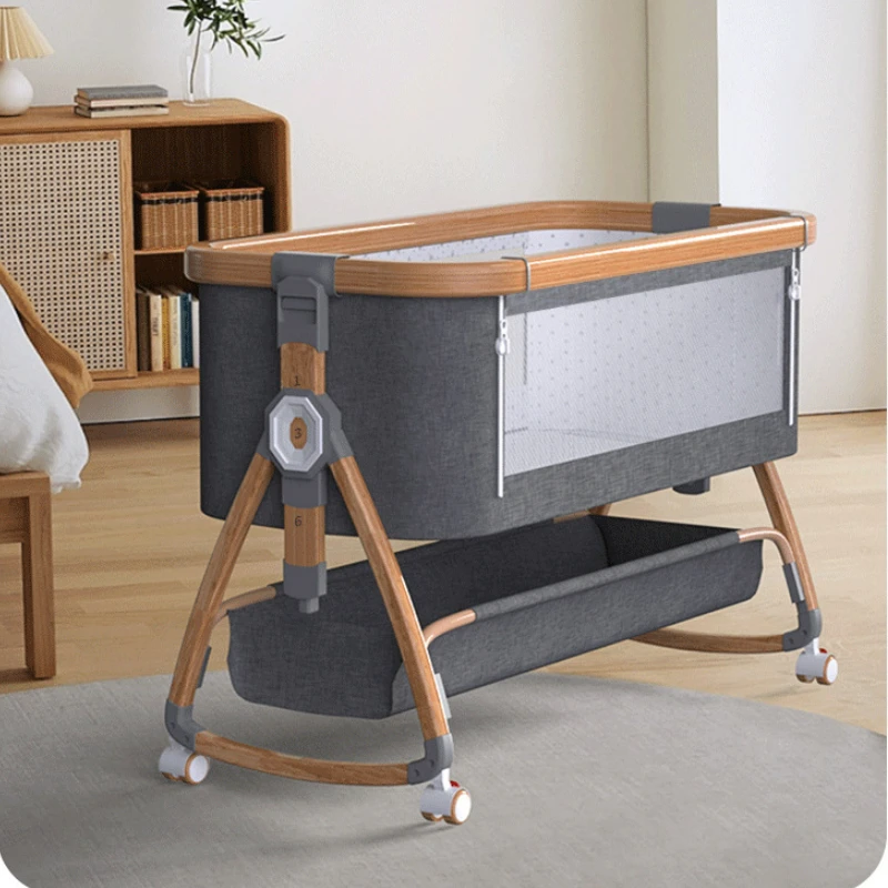 Cuna de bebé en madera con ruedas silenciosas y altura ajustable - imagen 3