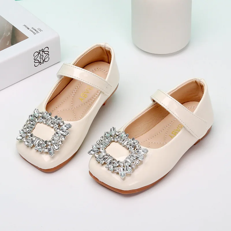 Zapatos planos de cuero con diamantes para niña – Fiesta rojo y negro - imagen 2