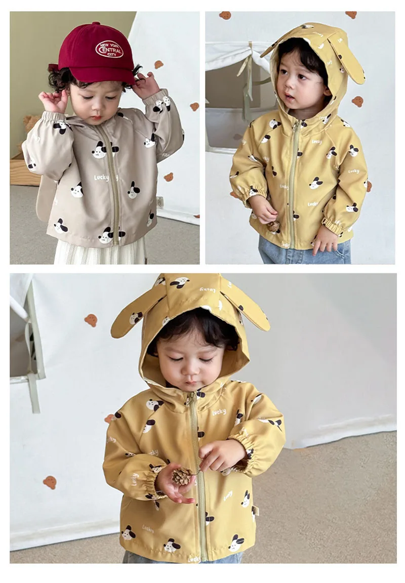 MILANCEL abrigo de otoño con capucha suave y estampado de perritos - imagen 2