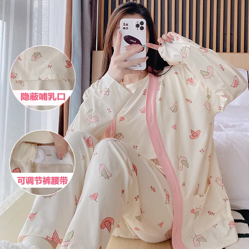 Pijama de algodón para madres lactantes – Cómodo posparto