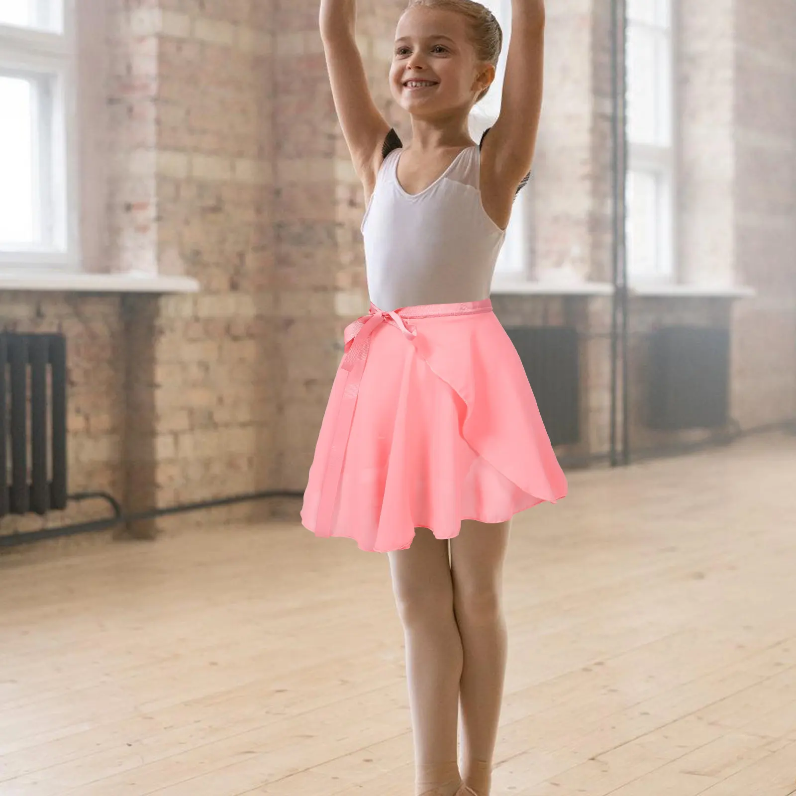 Falda de ballet cruzada en gasa para niñas – Lazo ajustable - imagen 5