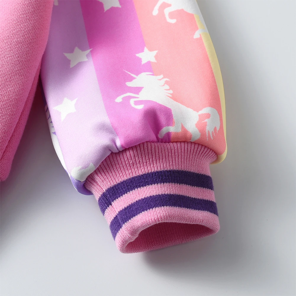 DXTON Chaqueta de béisbol infantil cálida con unicornio para invierno - imagen 5