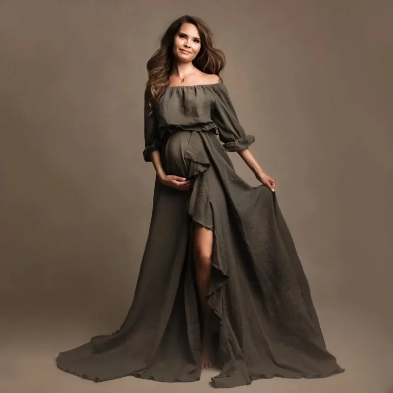 Vestido premamá de algodón para sesión de fotos y celebraciones - imagen 4