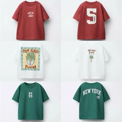 Camiseta infantil de manga corta con cuello redondo holgada