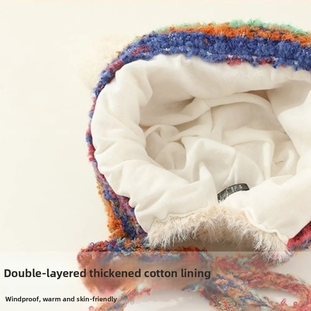 Gorro de invierno, lana tipo cordero con dibujos, cálido y ajustable - imagen 2