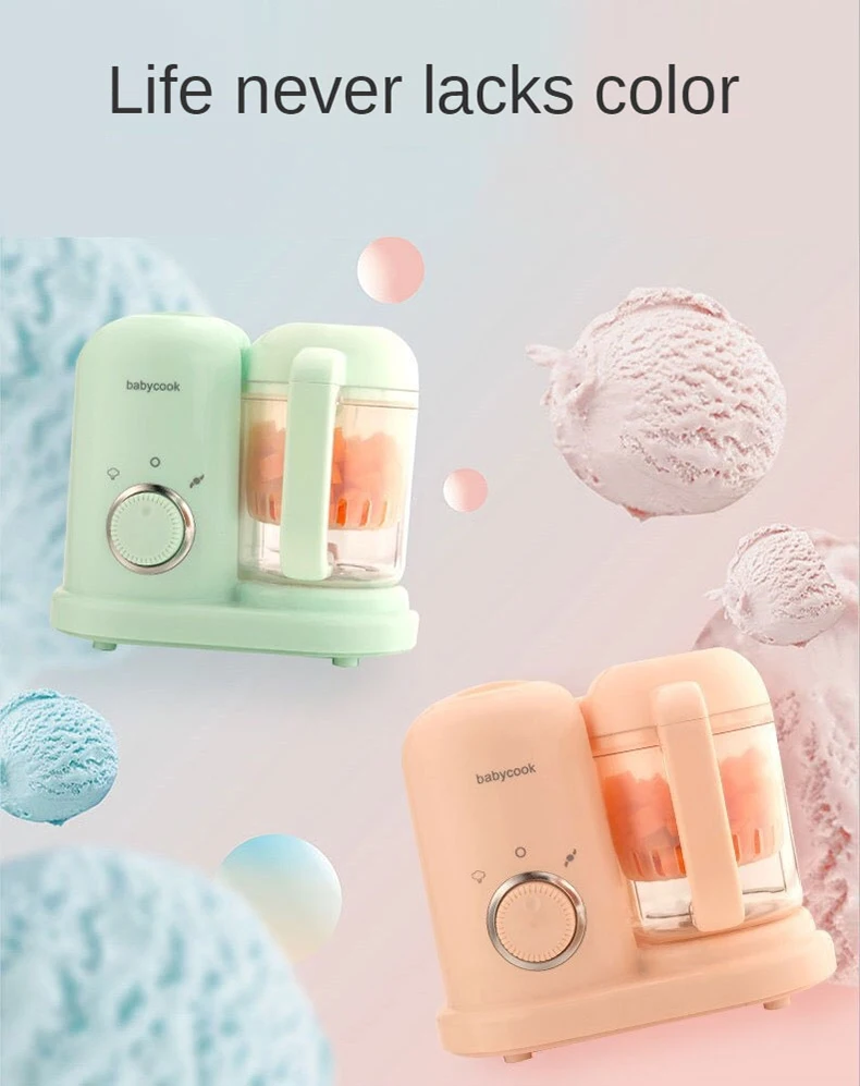 Cocina de alimentos para bebés con sistema de vapor y mezclado