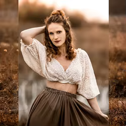 Vestido de embarazo bohemio dos piezas algodón y encaje retro
