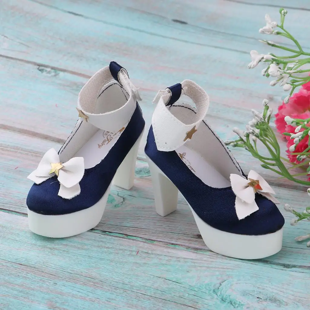 Zapatos de muñeca tacón alto BJD estilo Lolita con lazo textil - imagen 4