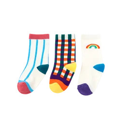 Calcetines infantiles de arcoíris y lunares – algodón suave 0-6 años