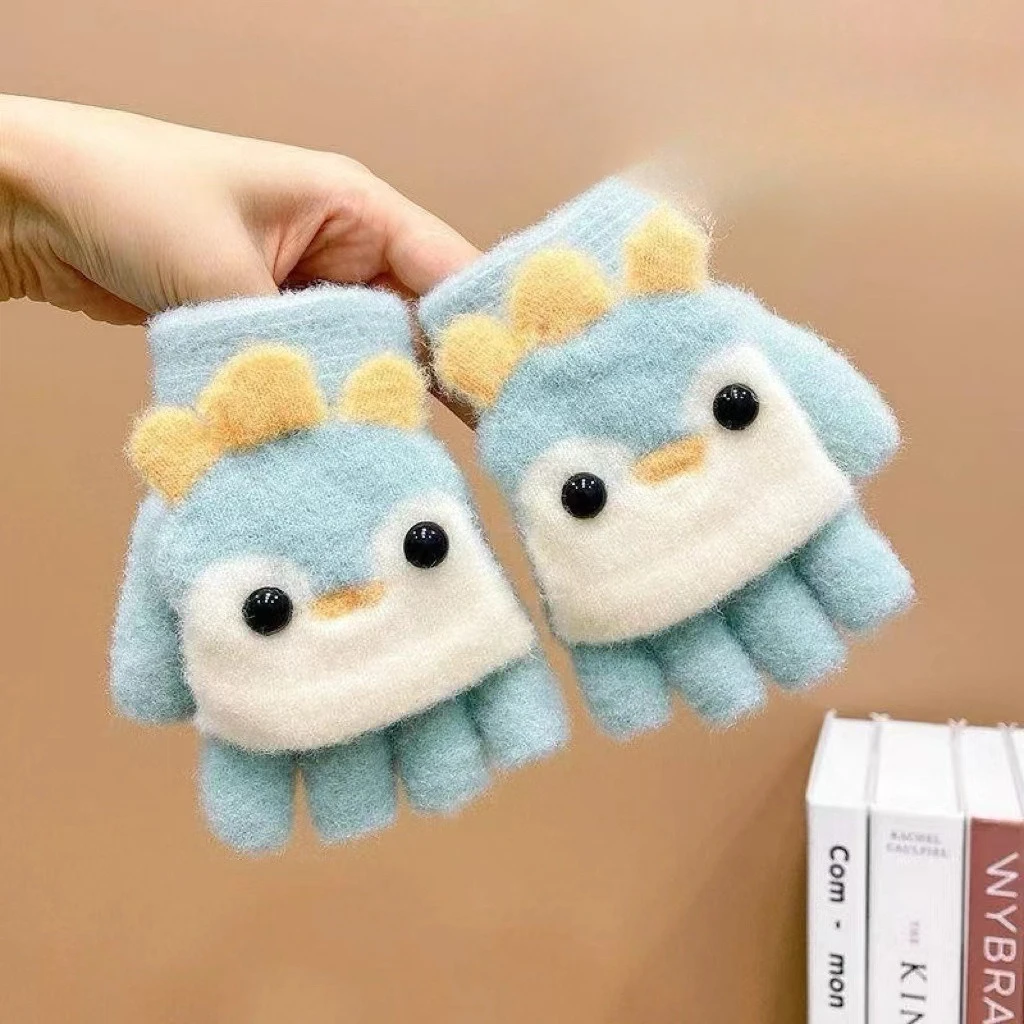 Guantes invierno cortaviento térmicos media falange para niños - imagen 3