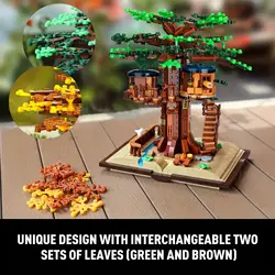 Casa del árbol de bloques con hojas intercambiables para construir