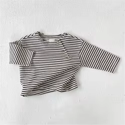 Camiseta de manga larga a rayas para niños - Algodón suave