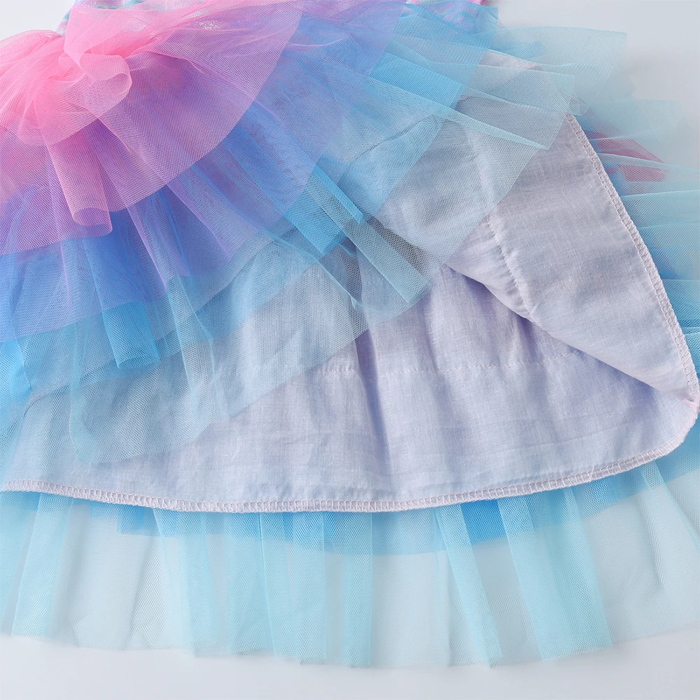 DXTON Vestido de princesa infantil con falda sirena y capas - imagen 2