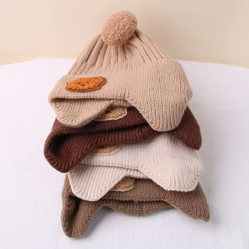 Gorro de invierno para bebé con orejas oso algodón crochet suave - imagen 4