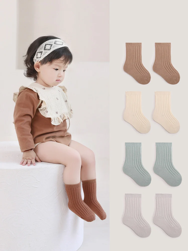 Calcetines tubo medio Milangel niño y niña – colores sólidos otoño - imagen 3