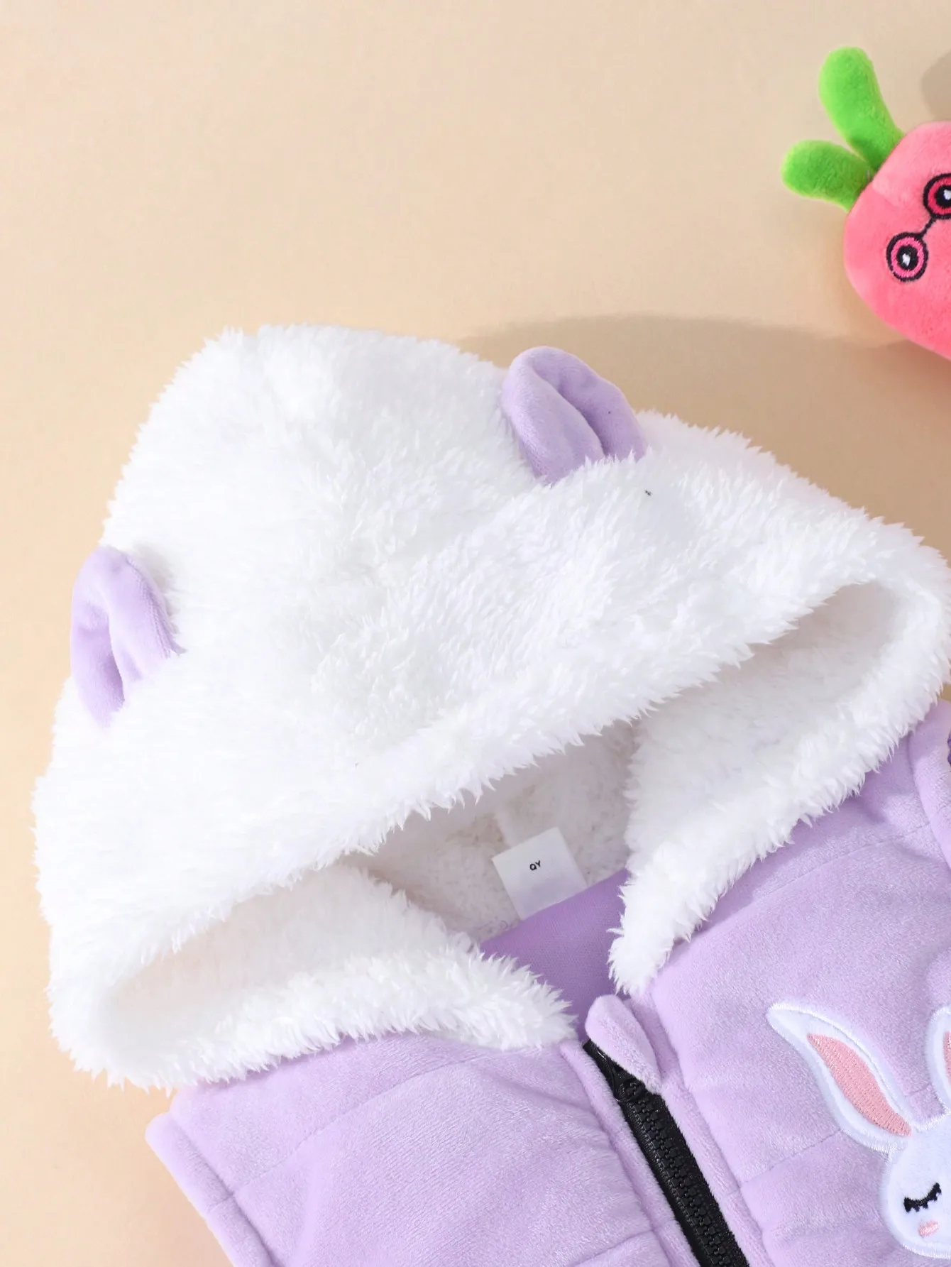 Conjunto cálido para niña otoño invierno con bordado de conejito - imagen 3