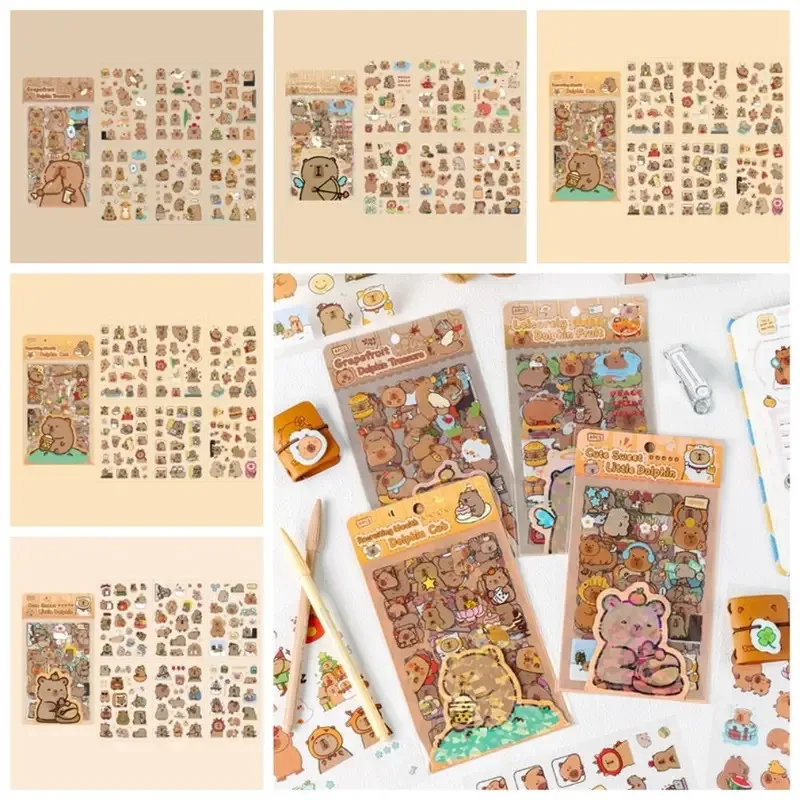 Pegatinas transparentes impermeables de capibara estilo kawaii - imagen 2
