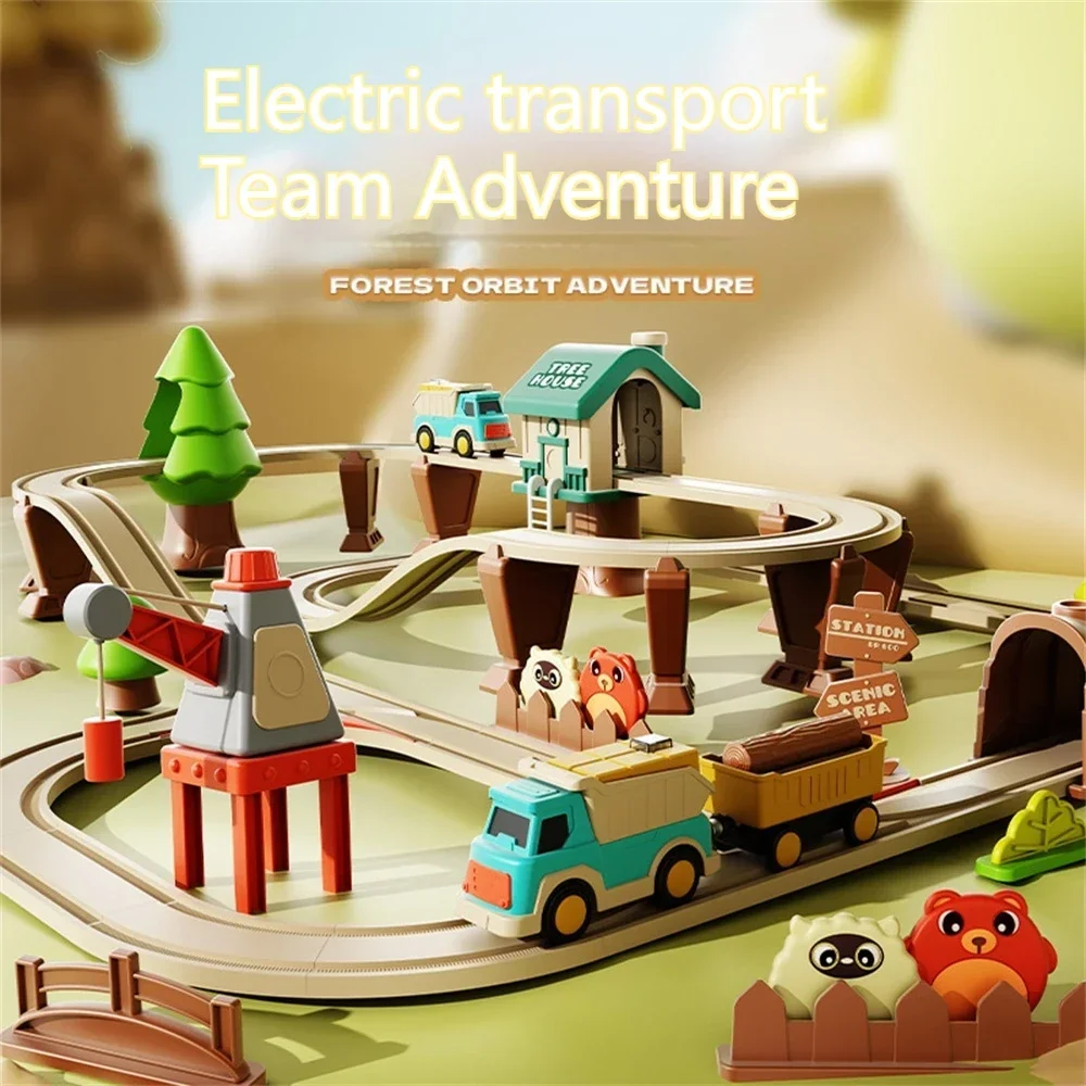 Tren eléctrico con vías y kit de construcción bosque para niños - imagen 4
